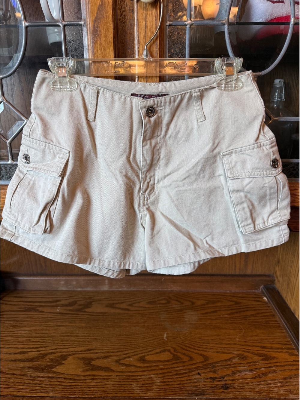Vintage Angels Khaki Cargo Shorts Low Rise Utility Y2K Pocket Chino Size 7